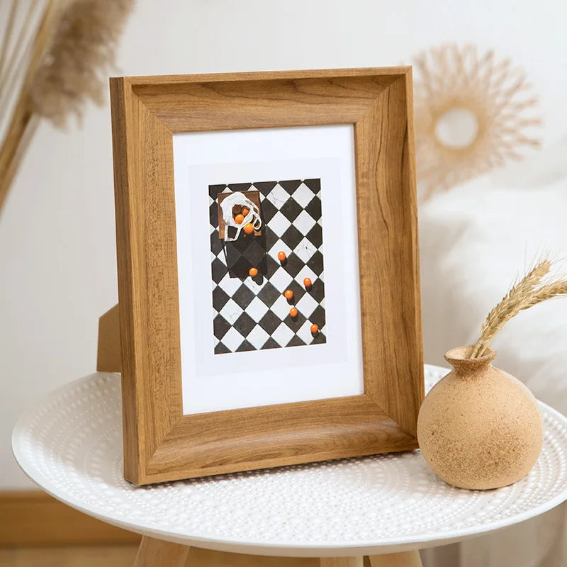 cadre photo carré résine hêtre moderne décoration maison blanc bois naturel élégant classique mur