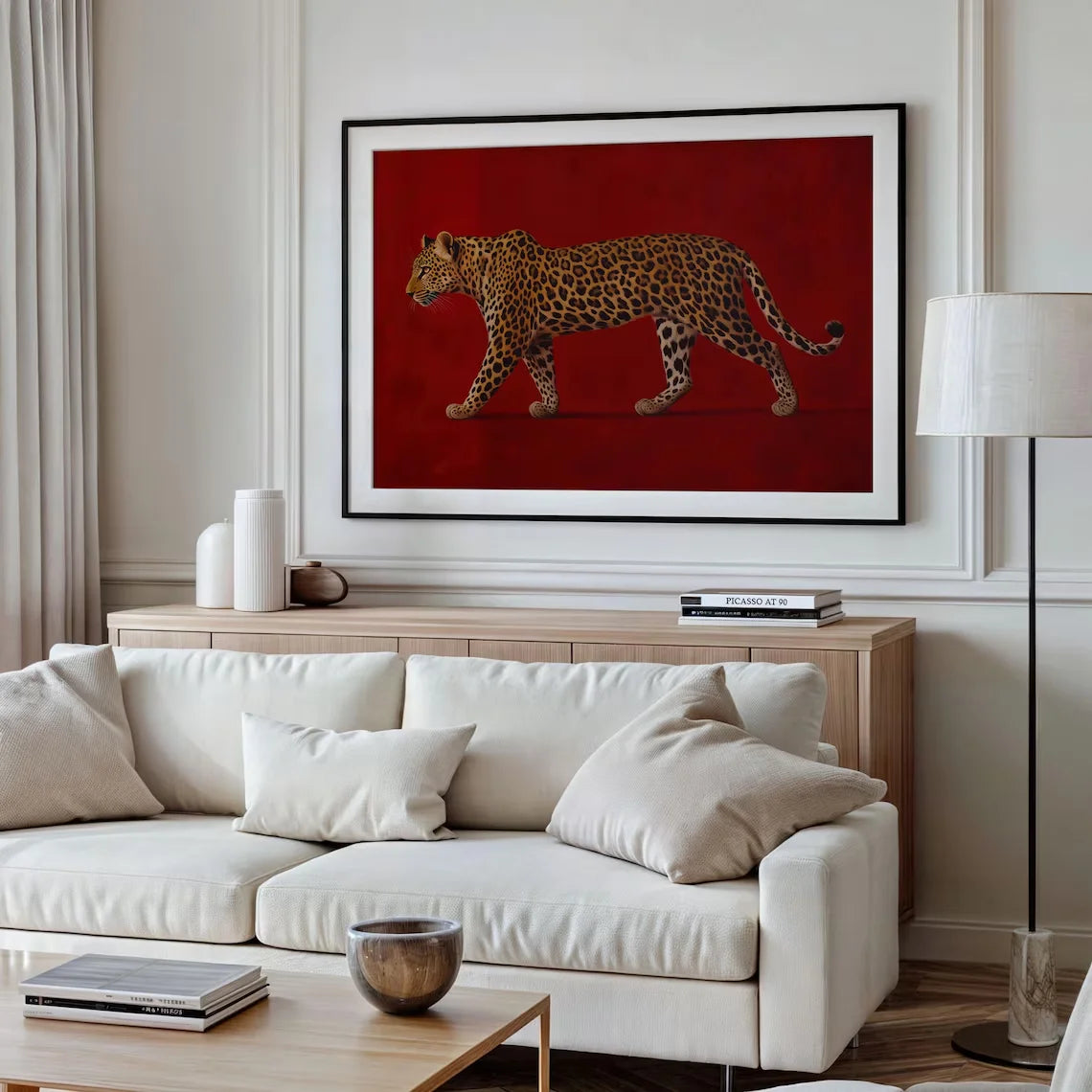 tableau toile léopard rouge moderne sans cadre abstrait classique impression toile chambre masculine decoration