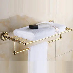 Accessoires salle bain ensemble doré classique porte serviettes rangement brosse dents poignée dorée serviette