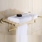 Accessoires salle bain ensemble doré classique porte serviettes rangement brosse dents poignée dorée serviette