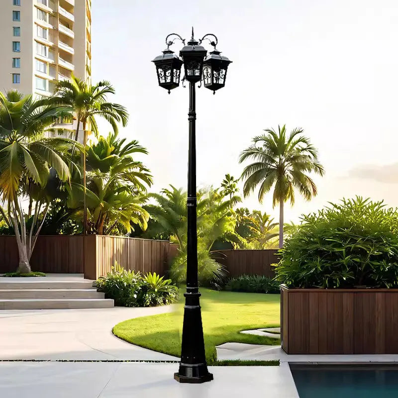lampe rue or noir vintage élégante éclairage public ip65 led moderne aluminium