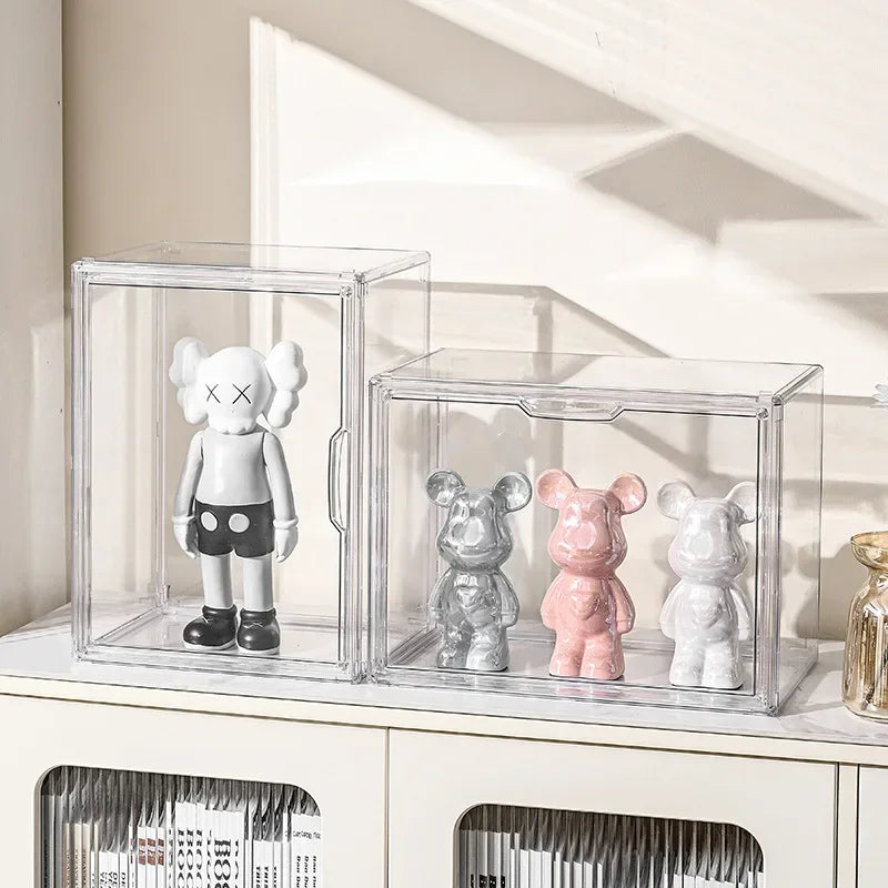 boîtes rangement transparentes modernes minimalistes livres cd magazines figurines decoration 45cm 60cm xl xxl