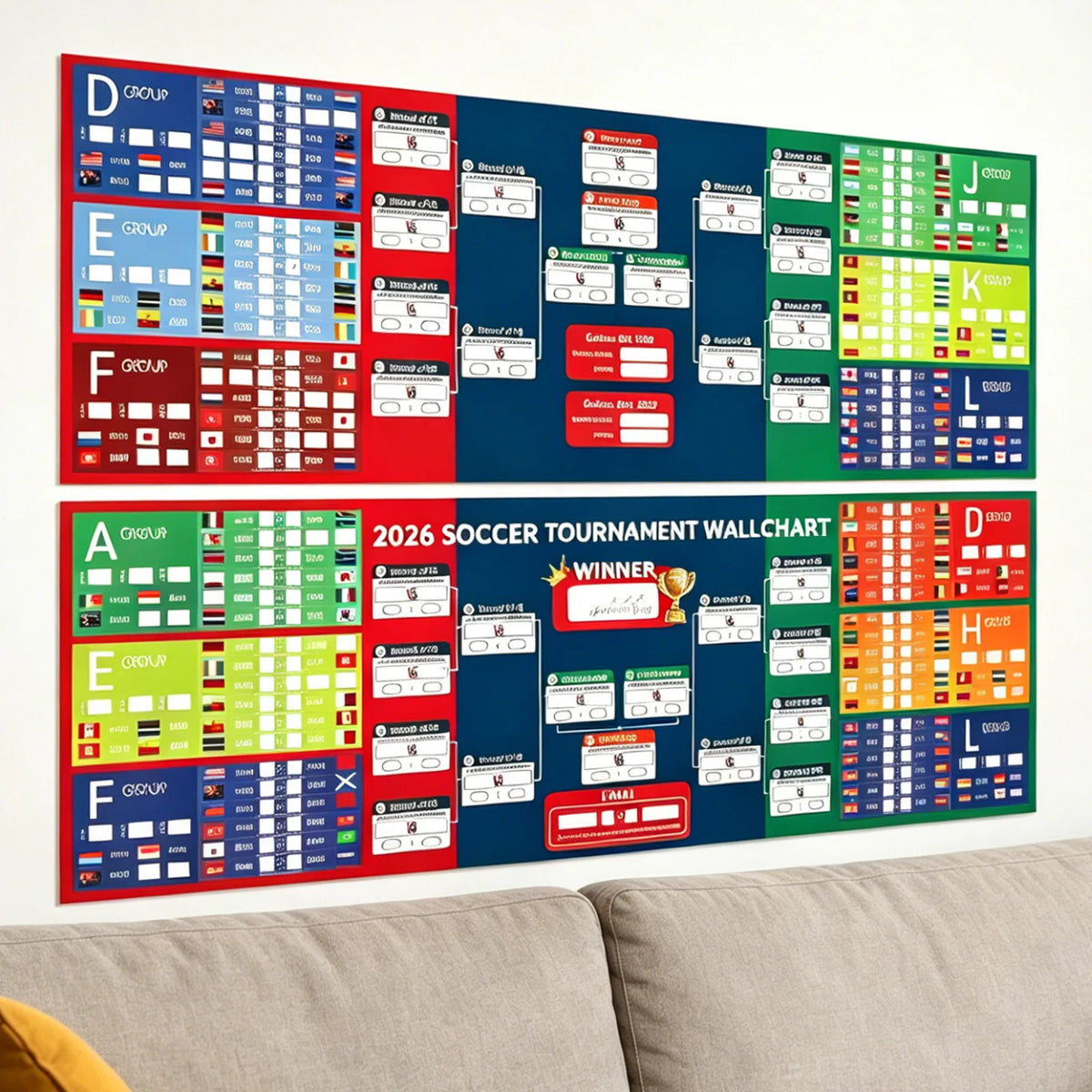 tableau bord football résultats graphique marqueurs autocollants drapeaux rouge bleu vert blanc