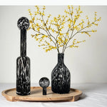 vase moderne bouteille marron léopard boule décorative support bois