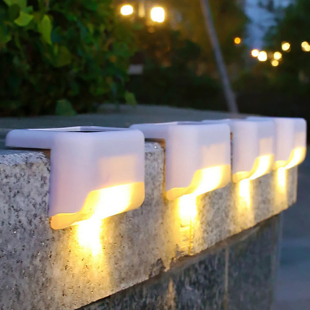 lampe solaire extérieure led escalier jardin cour marche clôture étanche autocollante moderne