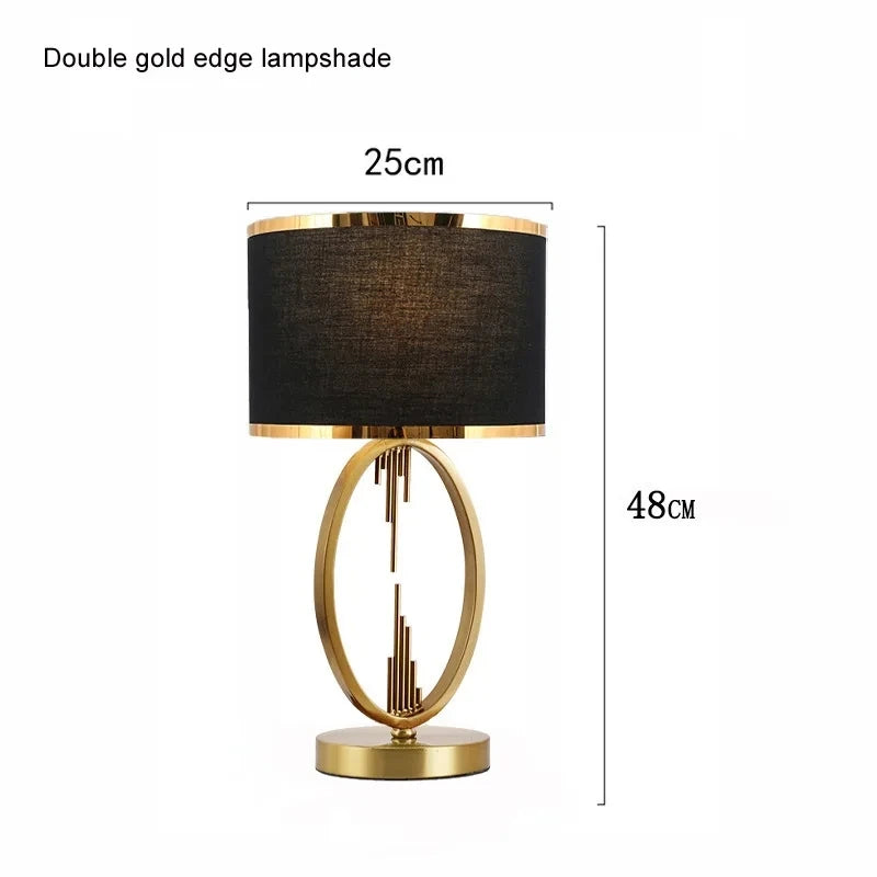 lampe table moderne or abat jour simple élégante barres verticales euro plug chambre coucher