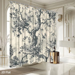 rideau douche polyester arbre oiseaux classique naturel gris beige moderneôtelte