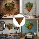 pots suspens plante triangle feuilles gravées rustique fixation arrangement fleuri balcon décorationextérieur