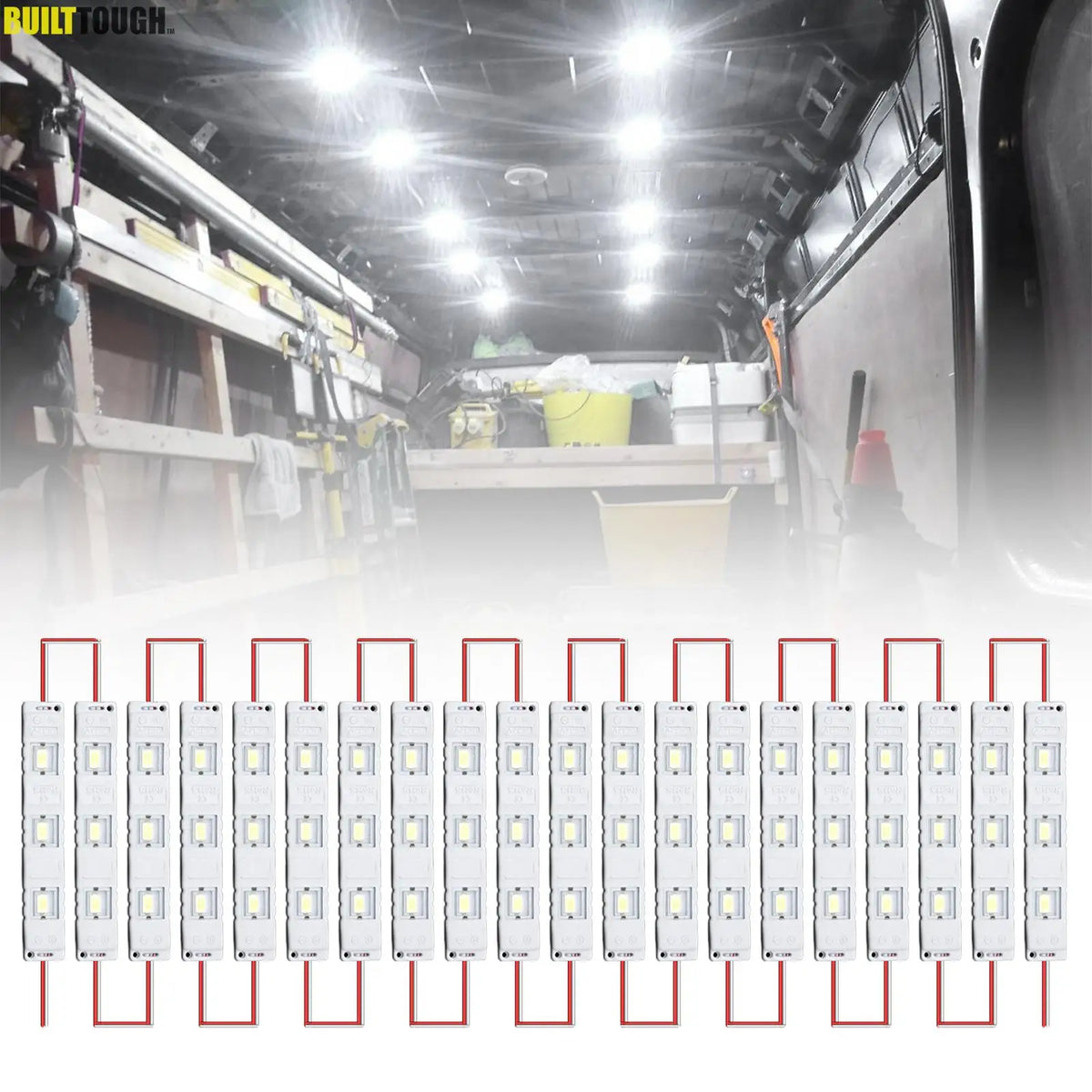 éclairage intérieur van led 60 diodes 12v blanc adhésif moderne compact 12w strips cargo