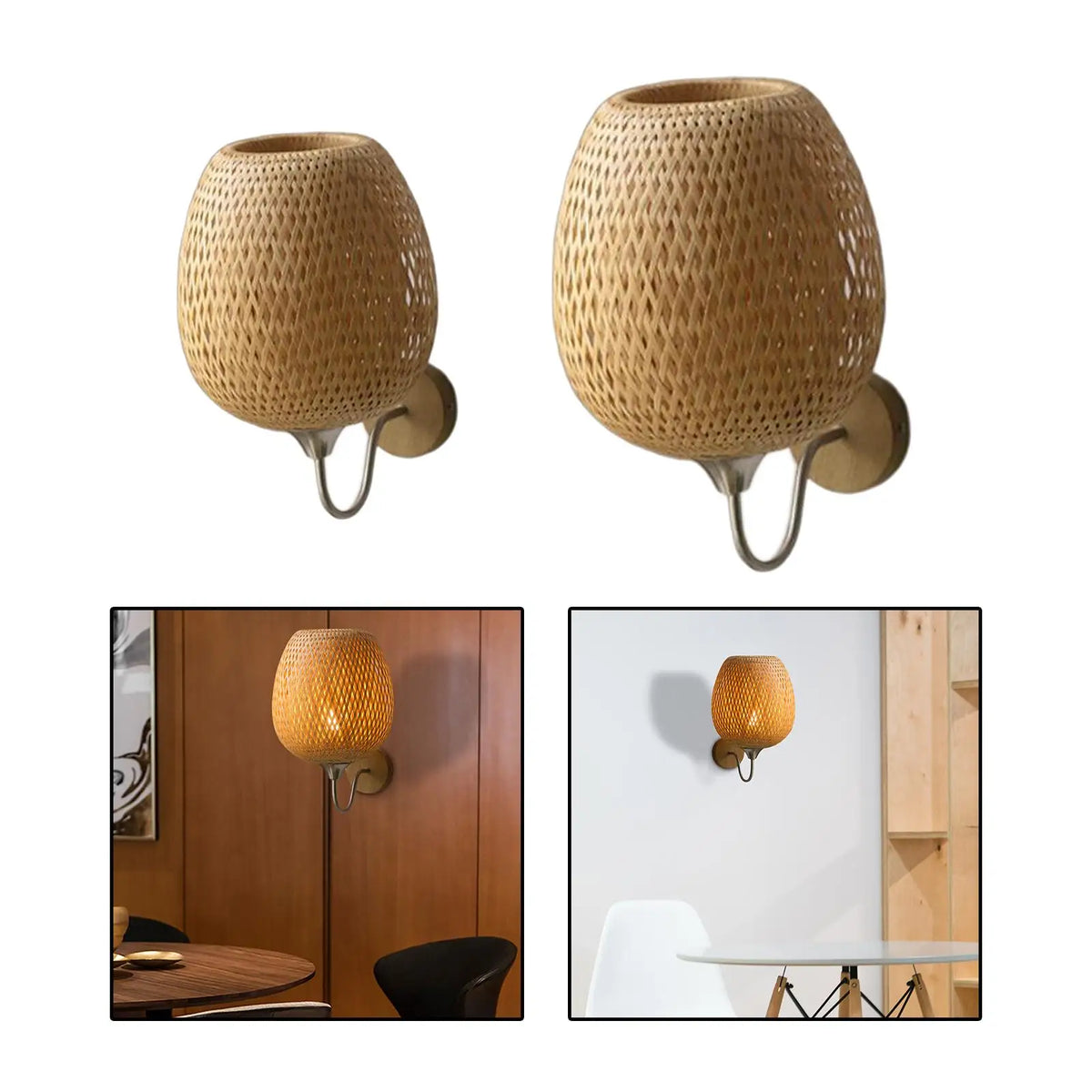 lampe murale moderne tissage rotin marron clair éclairage quotidien cuisine salle manger chambre coucher