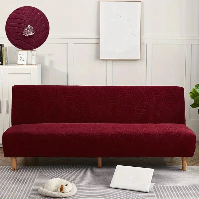 Housse canapé polyestère moderne feuilles adhésif vert bleu gris marron rougeversible machine