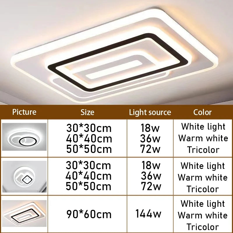 luminaire led blanc noir géométrique moderne minimaliste 36w 40cm