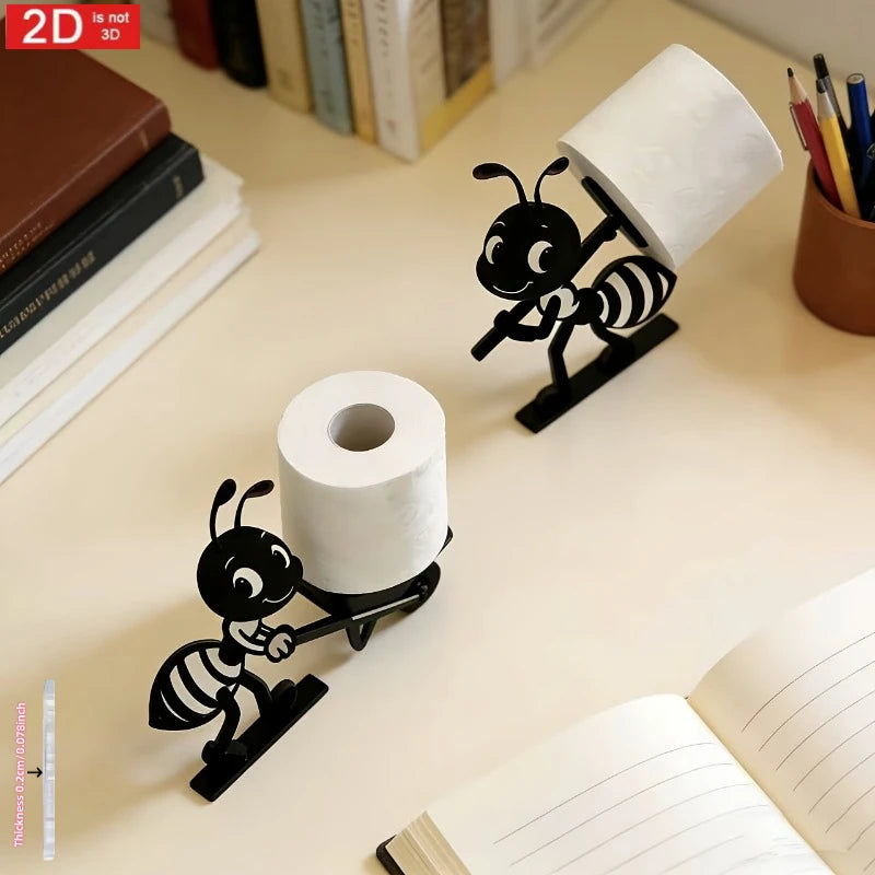 support papier toilette fourmi animé noir rayures adhésif stable ne se renverse pas facilement