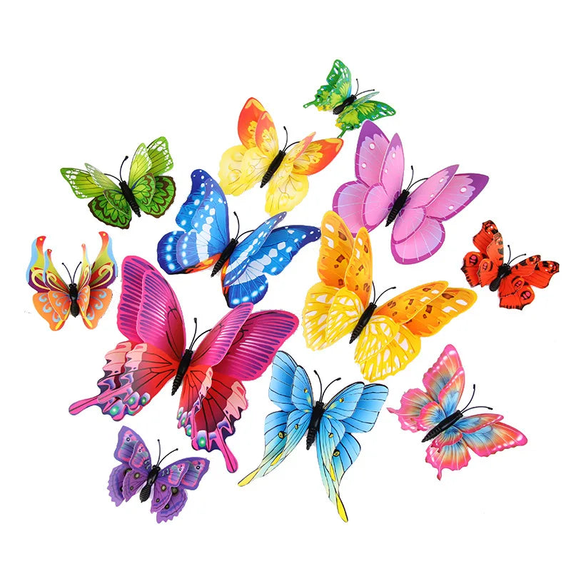 papillons décoratifs 3d imprimés brillants multicolores adhésifs décoration murale enfants vert bleu orange rose