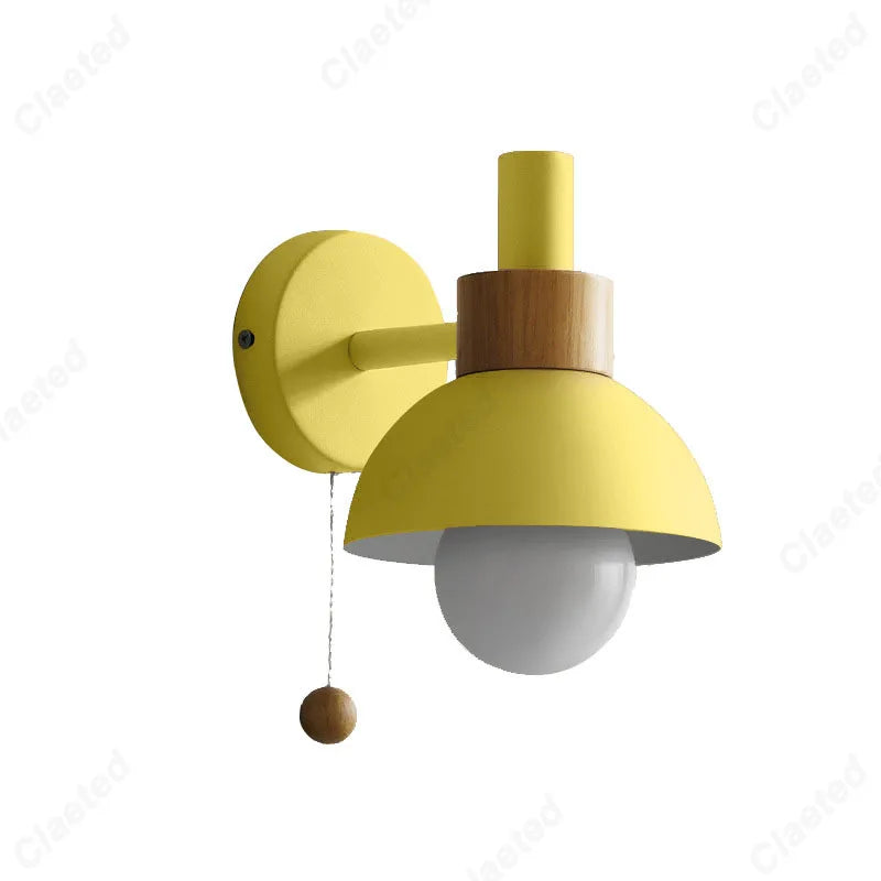 applique murale moderne vert jaune rose blanc ampoule led câble interrupteur chambre salon