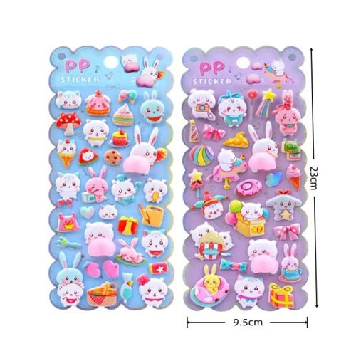 sticker kawaii 3d animaux transparents bricolage scrapbooking décoration téléphone école adhésif mignon lapins chats