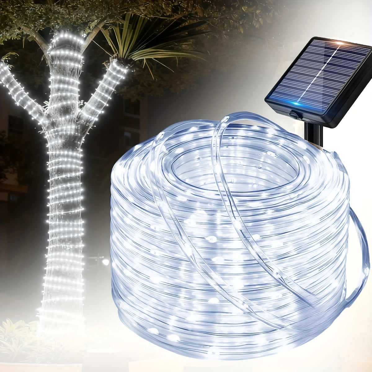 guirlande lumineuse led solaire blanc chaud moderne modes ip65 autoinstallationextérieur