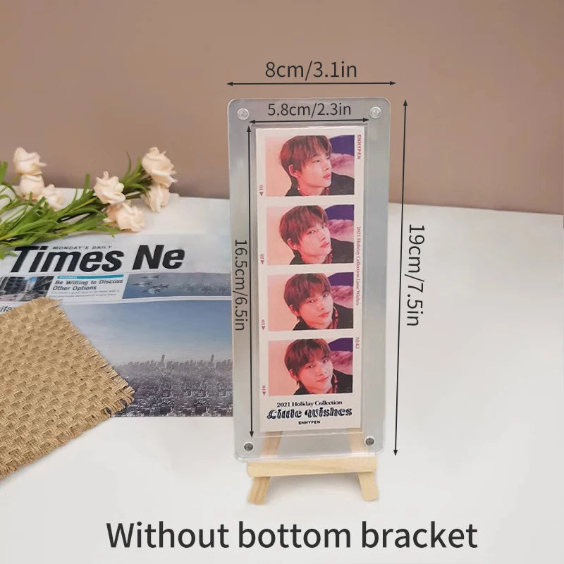 cadre photo acrylique transparent kpop photocard stand rubans satinés décoration moderne porte rétros kpop