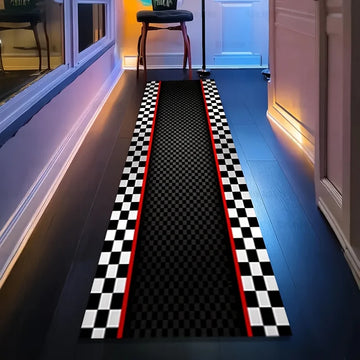 tapis moderne noir blanc rouge bordure antidérapant polyester feutre voyage maison camping