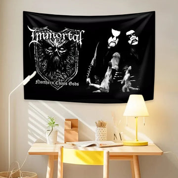 tapisserie murale gothique personnage noir blanc décoration chambre rock concert tissu décoratif intérieur