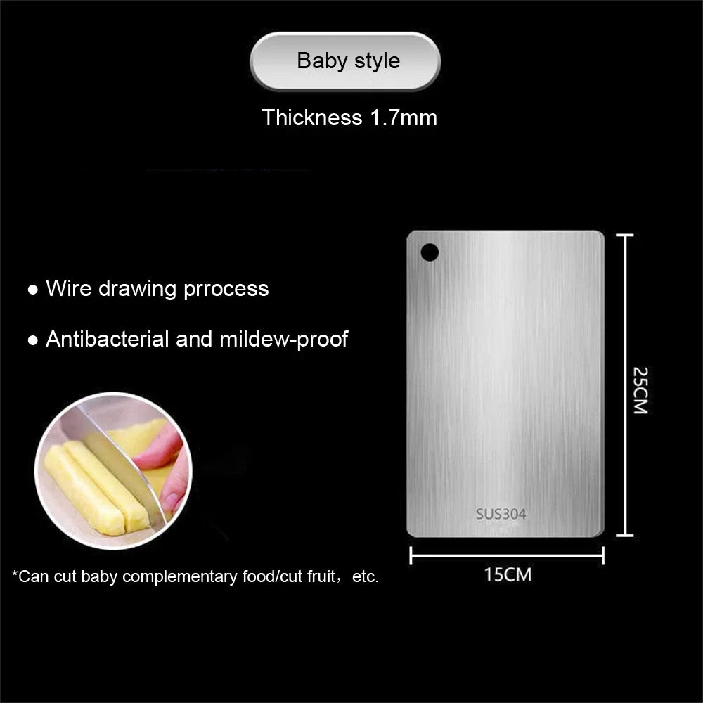 planche découper acier inoxydable rectangle lisse poignée moderne grande cuisine préparation alimentaire