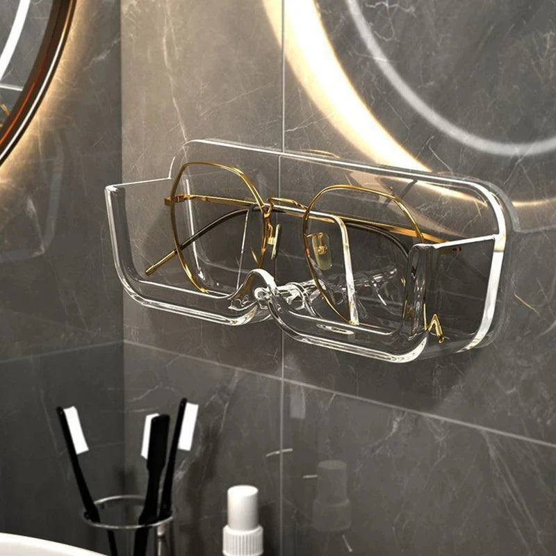 porte lunettes mural blanc gris transparent adhésif moderne minimaliste rangement plastique respectueux environnement