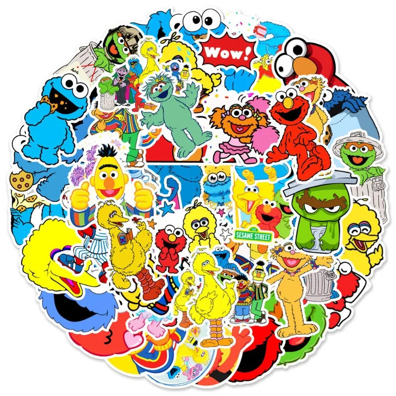 sticker sesame street enfant collection cartoon personnages adhésifs couleur bye zzz wow