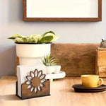 porte serviettes bois fleur tournesol vintage adhésif marron clair salle manger cuisine décoration comptoir