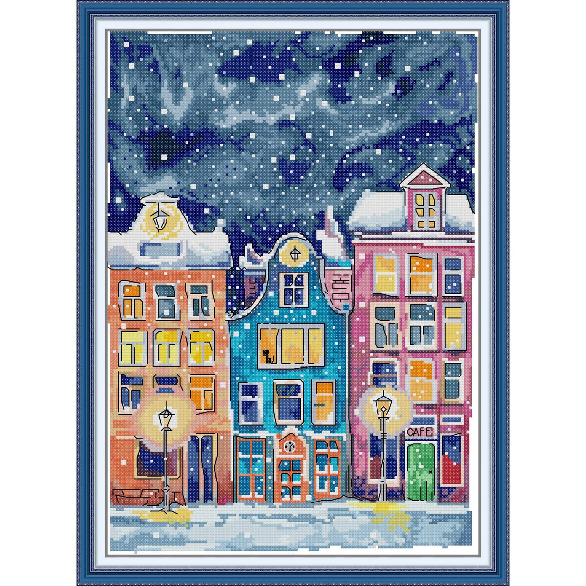 kit broderie maison colorées scénique peinture coton 11ct 14ct print unprint multicolore artiste guide