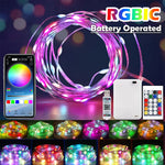 Guirlande LED RGBIC Bluetooth avec piles allumée en multicolore