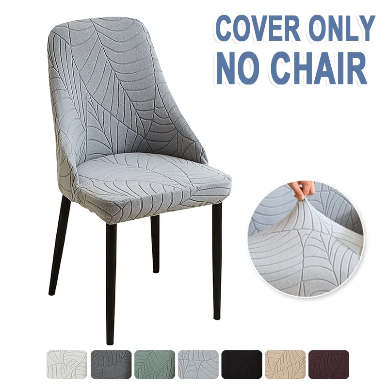 housse chaise extensible motif feuilles gris clair fauteuil salle manger moderne