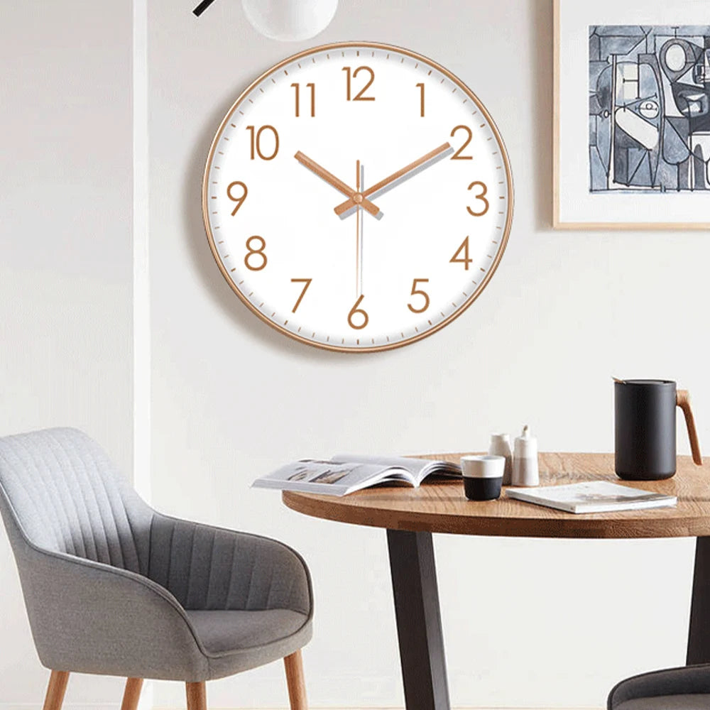 horloge murale quartz aiguille noir blanc simple facile lecture minimaliste sans tic tac moderne