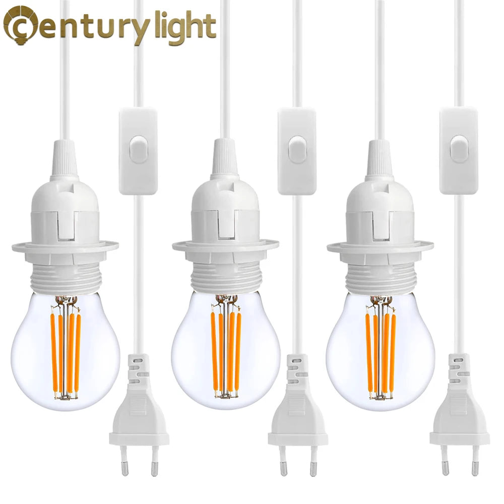 Câble suspension luminaire en couleur beige avec interrupteur intégré