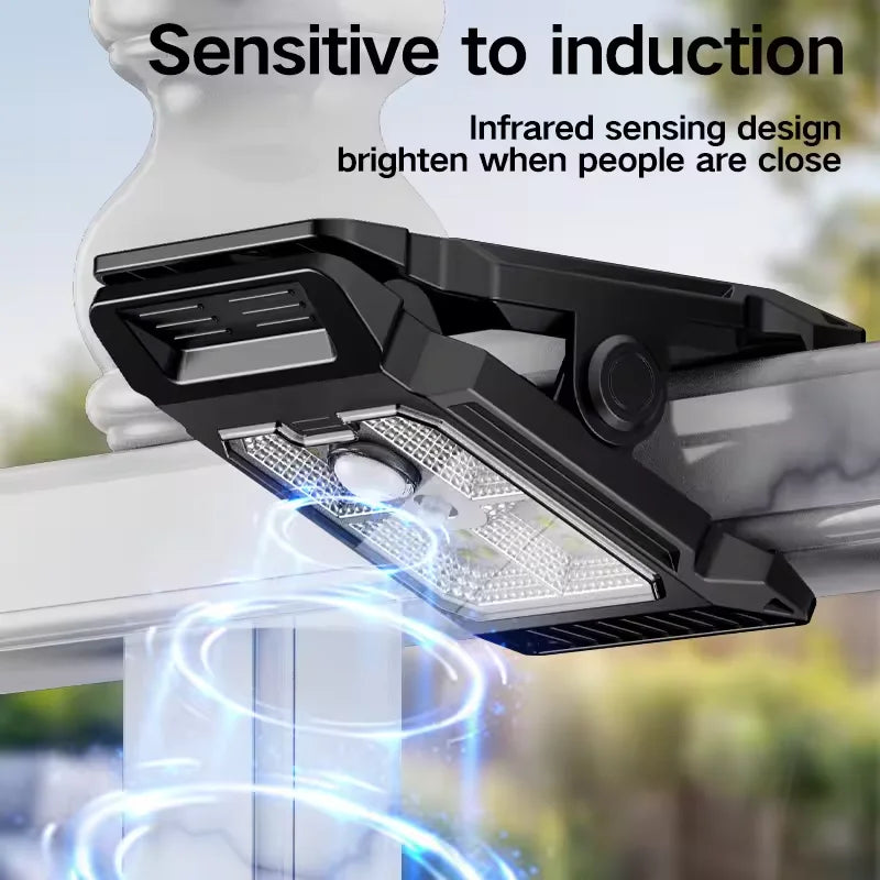 lampe solaire détecteur mouvement clip noir moderne éclairage extérieur jardin autoinstallation ip44