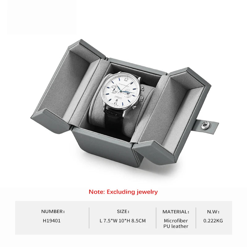 boîte rangement montre simili cuir gris vert bleu double ouverture haute qualité classique