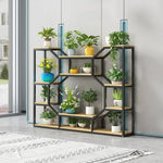 étagère modulaire métal bois industriel plantes d'intérieur pots fleurs blanc