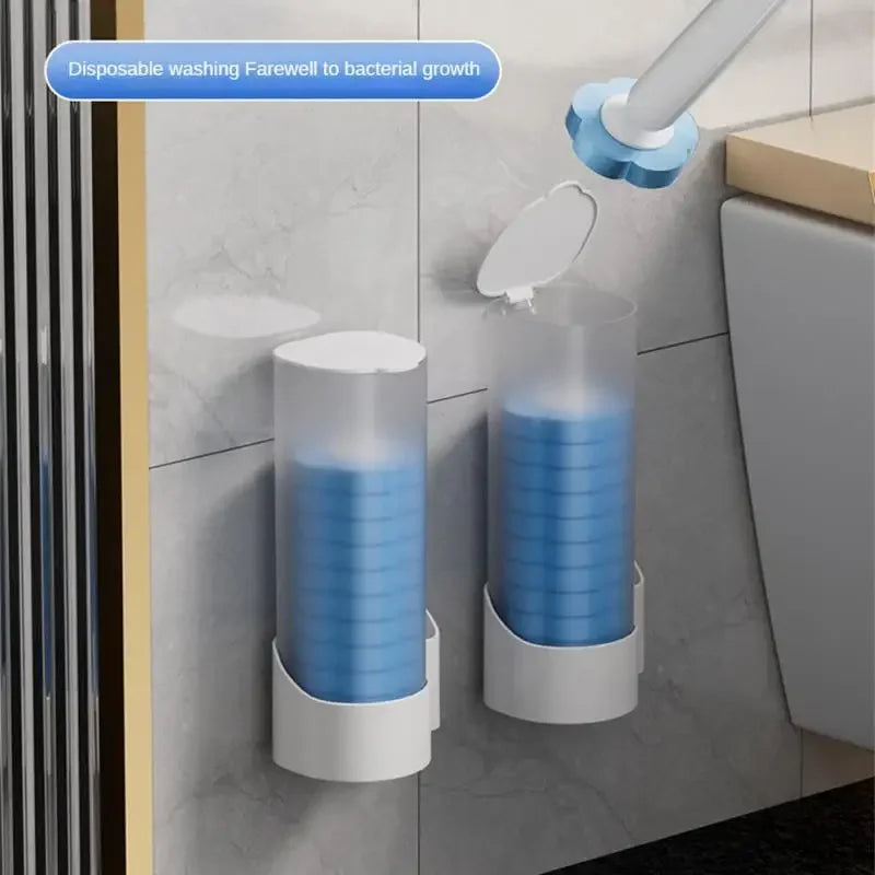 brosse toilette jetable moderne bleu blanc boîte rangement liquide nettoyage set accessoire