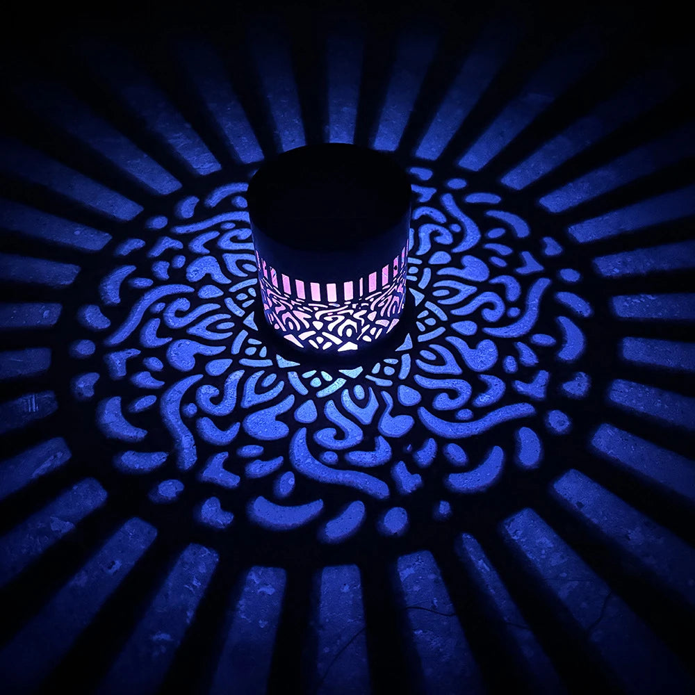 projecteur solaire led noir mandala moderne adhésif autoinstallation bouton poussoirextérieur