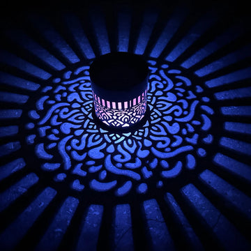 projecteur solaire led noir mandala moderne adhésif autoinstallation bouton poussoirextérieur