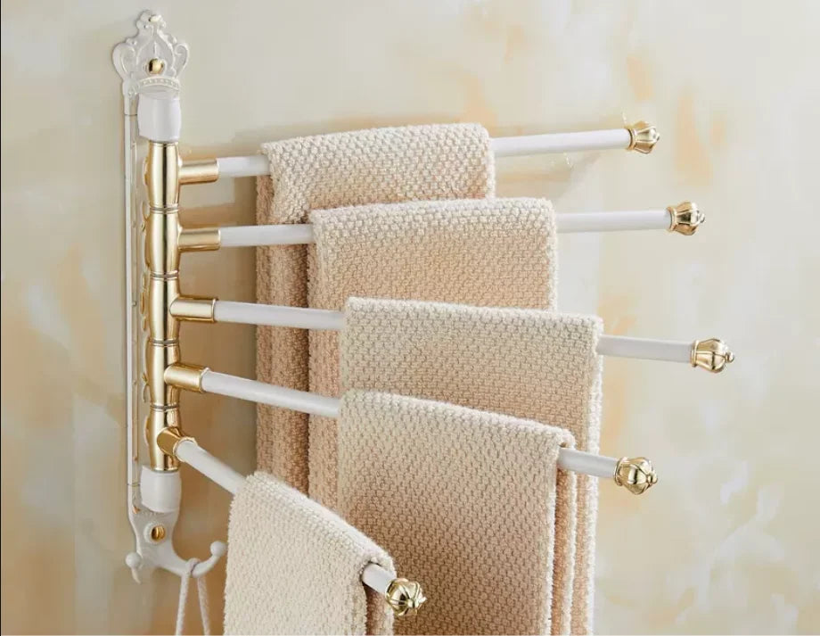 porte serviettes pivotant bronze antique ornements dorés classique vintage mural serviettes fixations visibles