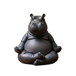 statue hippopotame noir résine texture mat réaliste maison 6.5cm 7cm 5.5cm