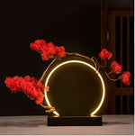 anneau lumineux led or rouge feuilles artificielles base métallique moderne artistique festive gifts
