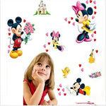 sticker mural 3d mickey minnie chambre enfant dessins animés brillants adhésif cartoonganimaux princesses motifs