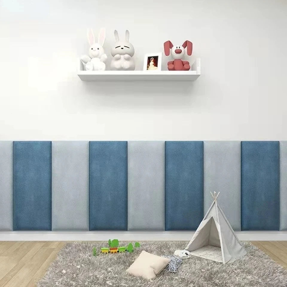 tête lit contemporaine bois bleu gris rose tissu uni opaque chambre décoration