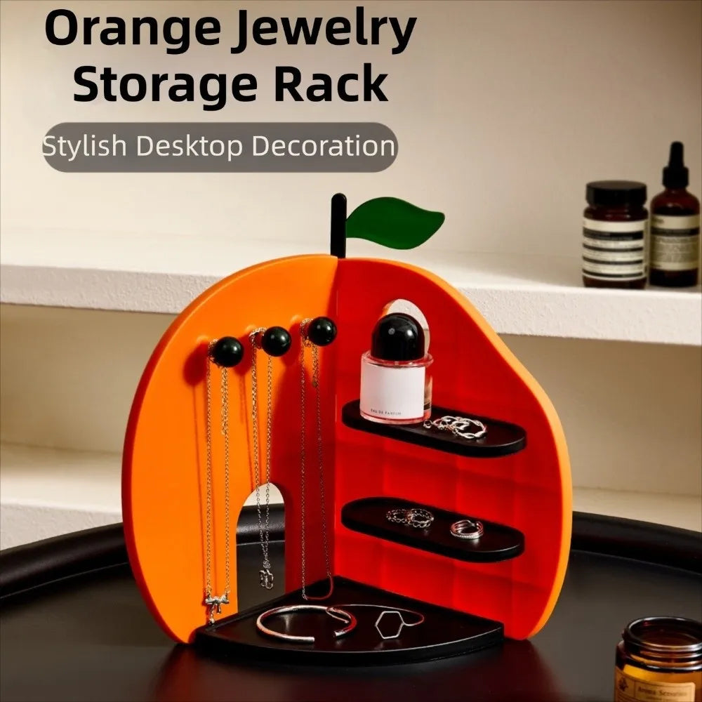 rangement bijoux orange moderne porte clés feuilles vertes minimaliste porte bijoux