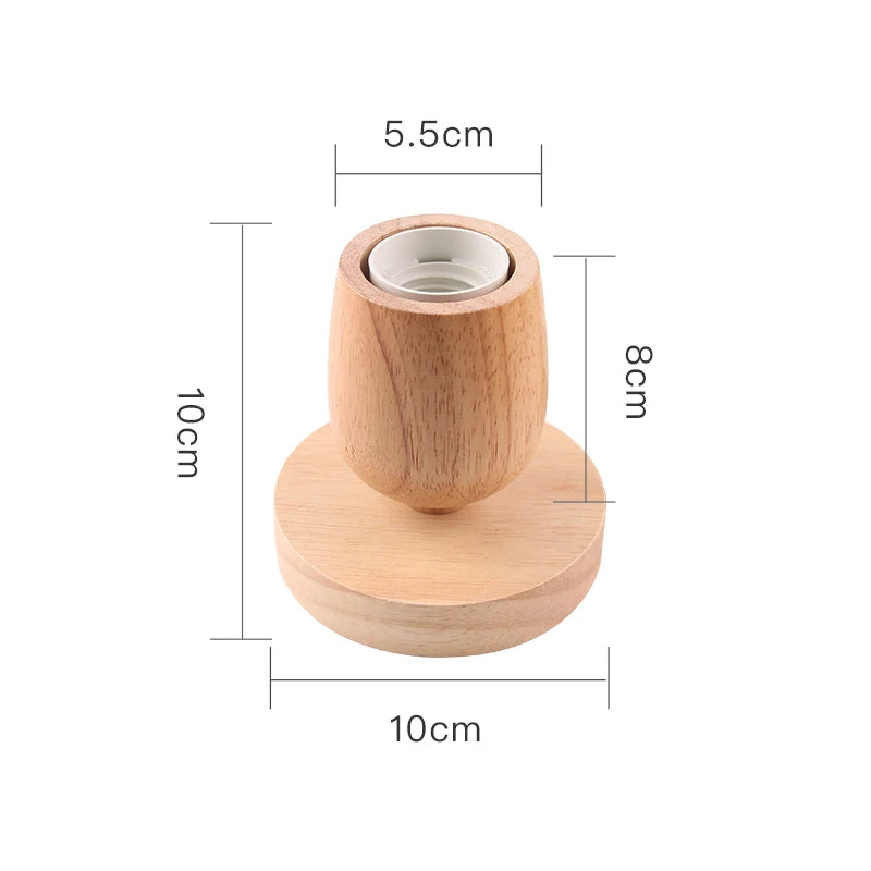 base lampe bois naturel blanc moderne minimaliste fixée E27 câble électrique interrupteur