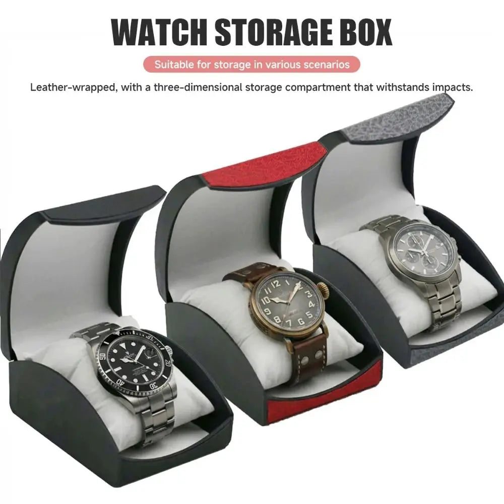 boîte montres simili cuir noir blanc rouge bleu moderne organisation rangement antipoussière usure