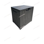 coffre rangement extérieur étanche gris panneaux horizontaux moderne charnières serrure résistant intempéries patio jardin