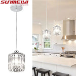 Lampes suspendues moderne argentées verre transparent prismatique salon chambre tactile 110V