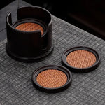 coasters marron tissu tressé moderne adhésif set rangement pièces minimaliste